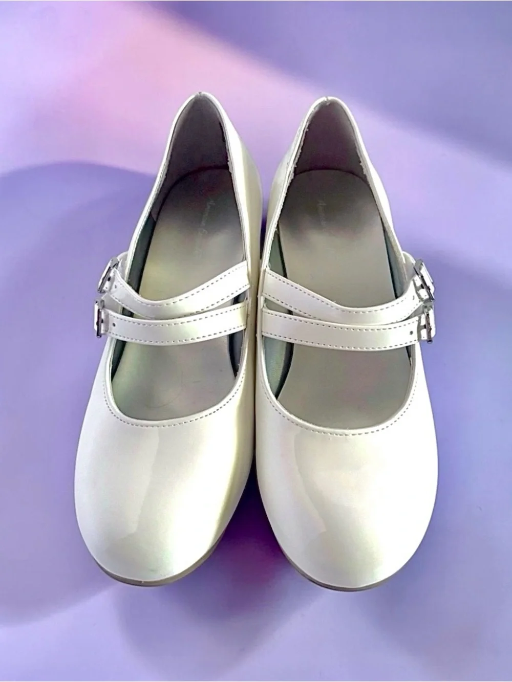 American Eagle Dress Heels White Patent Girls Size 2.5 Excellent Condition 👠